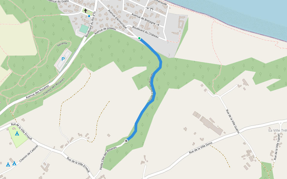 Vieille Côte des Rosaires walking route map in Plérin