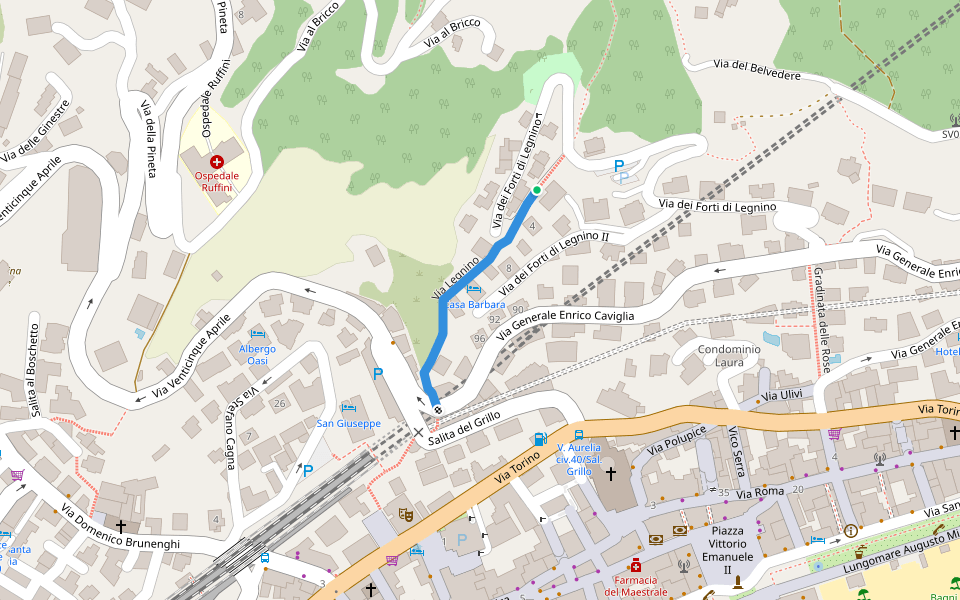 Via Legnino walking route map in Finale Ligure