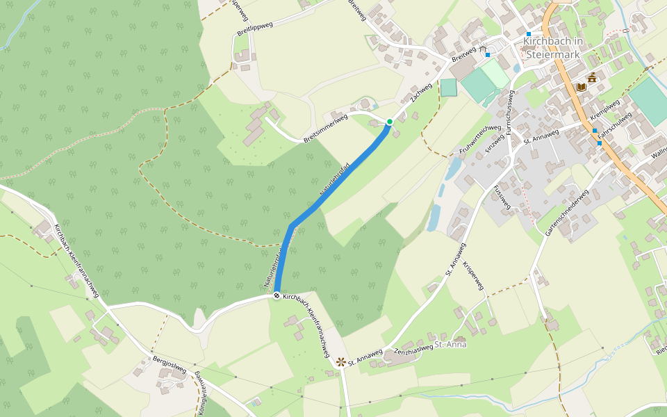 Naturlehrpfad walking route map in Kirchbach In Steiermark