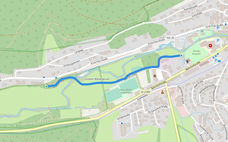 Kirkham Weg walking route map in Bad Brückenau