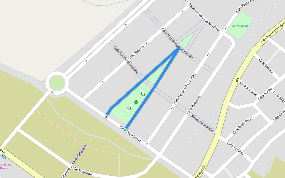 Paseo Monasterio de la Luz walking route map in Algezares