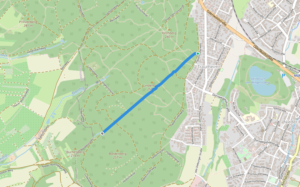 Hüttenschneise walking route map in Mühltal