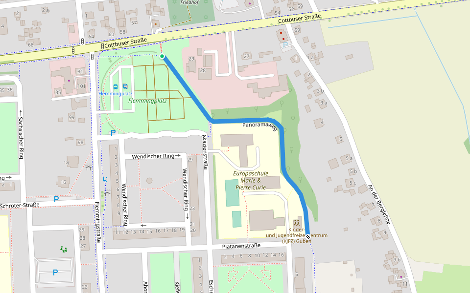 Panoramaweg walking route map in Guben