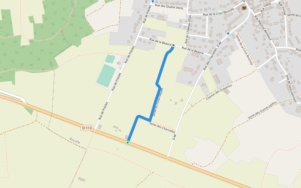 Sente du Fossé Maulet walking route map in Bouafle