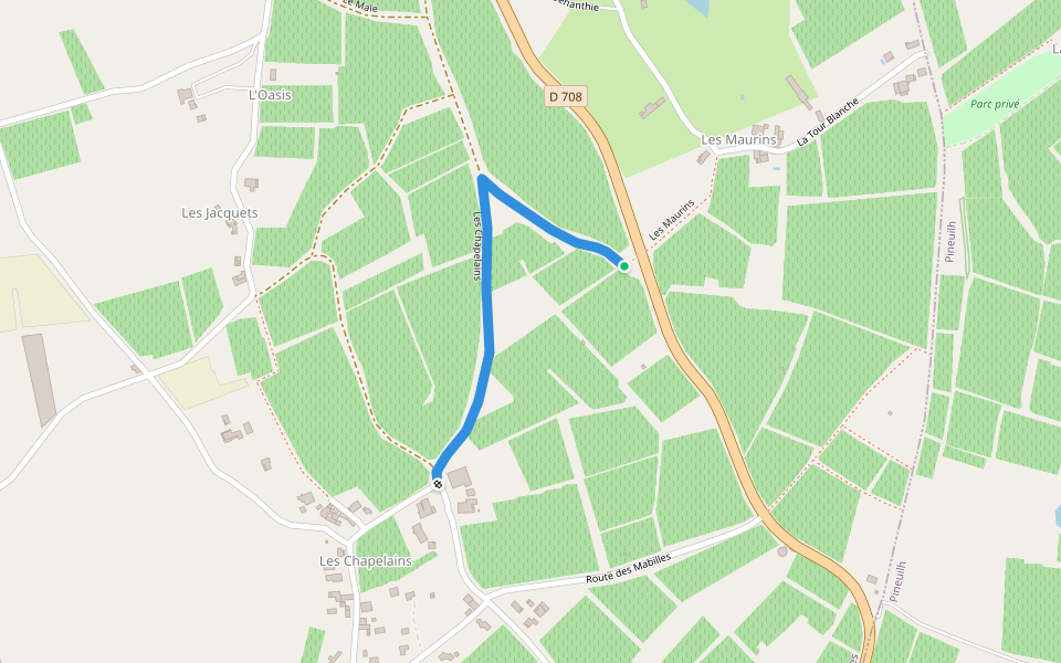 Les Chapelains walking route map in Saint-André-et-Appelles