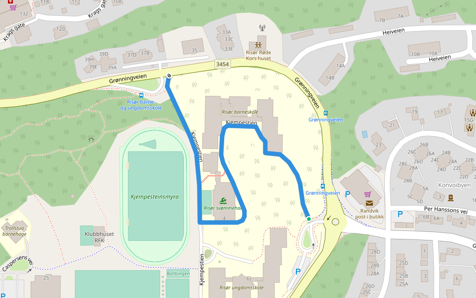 Kjempestien walking route map in Risør
