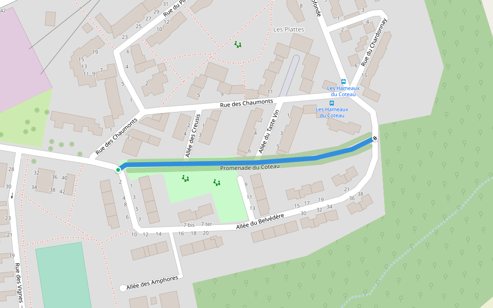 Promenade du Coteau walking route map in Auxerre