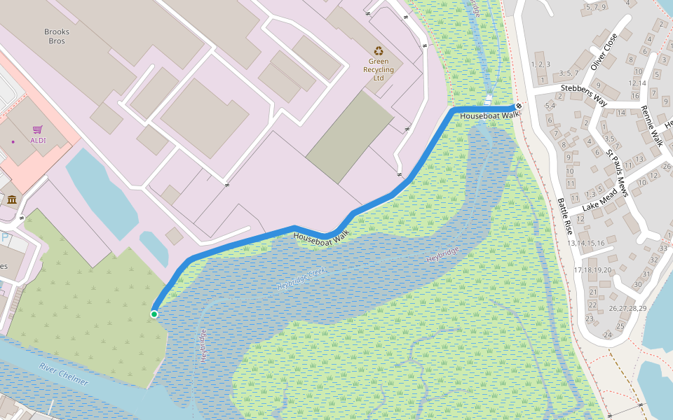 Houseboat Walk walking route map in Maldon