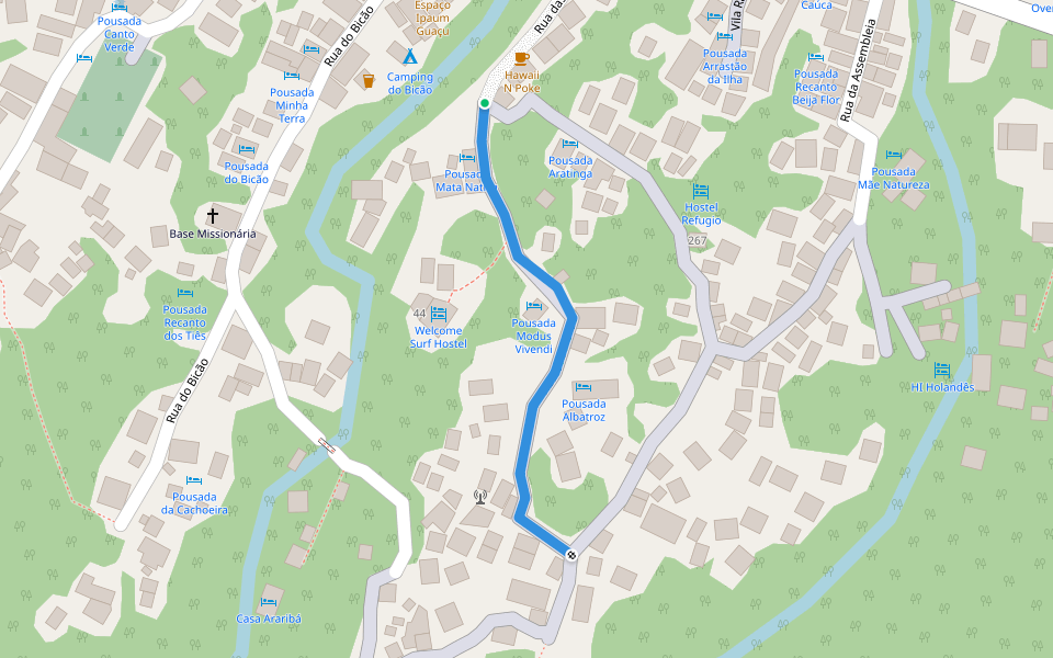 Rua das Flores walking route map in Angra dos Reis