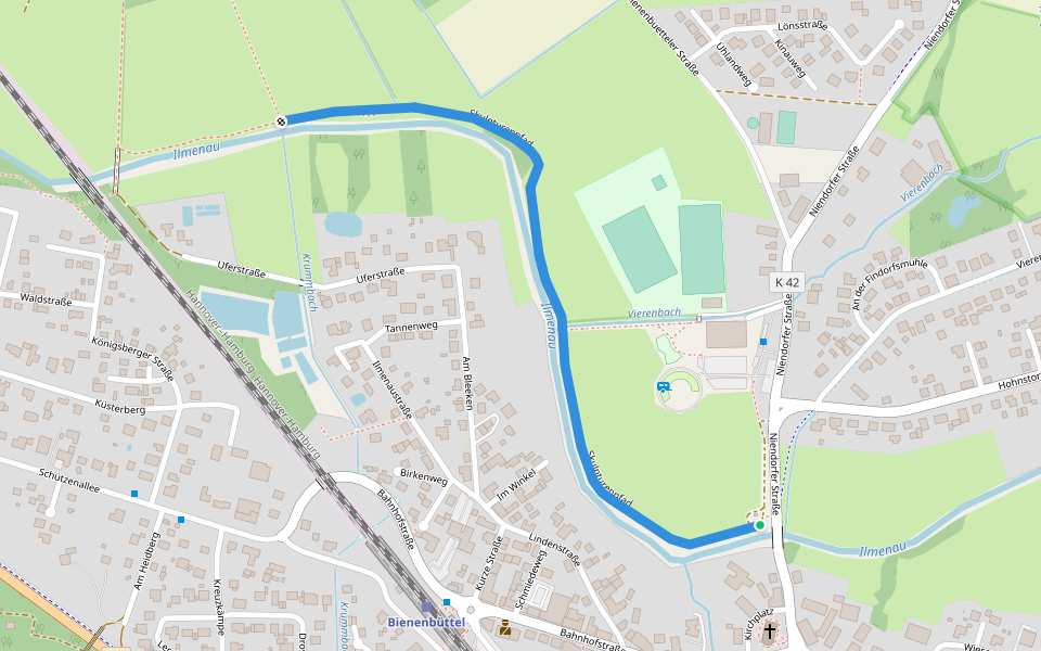 Skulpturenpfad walking route map in Bienenbüttel