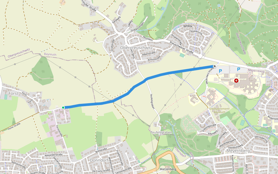 Hohe Straße walking route map in Eckersdorf