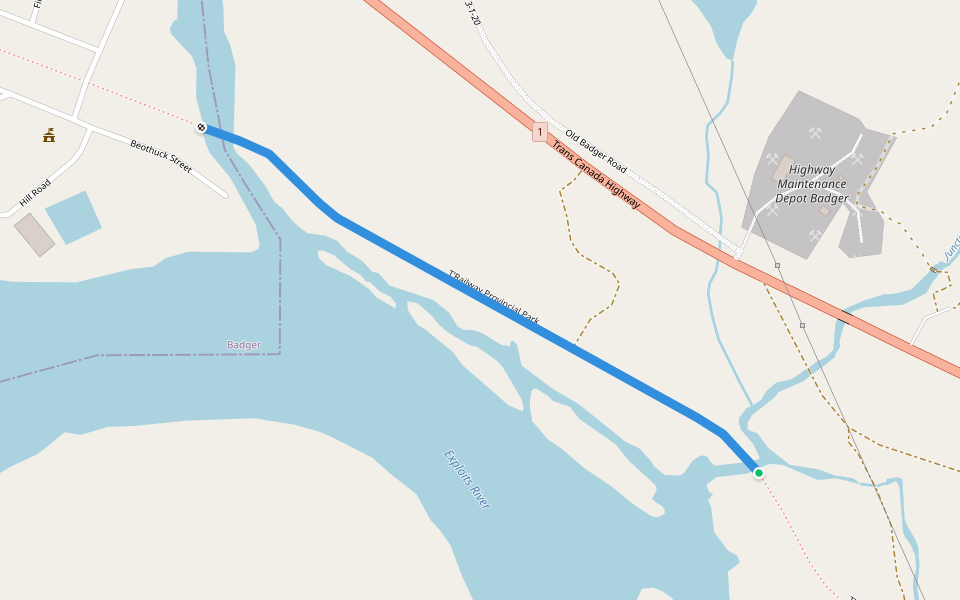 T’Railway Provincial Park walking route map in Badger