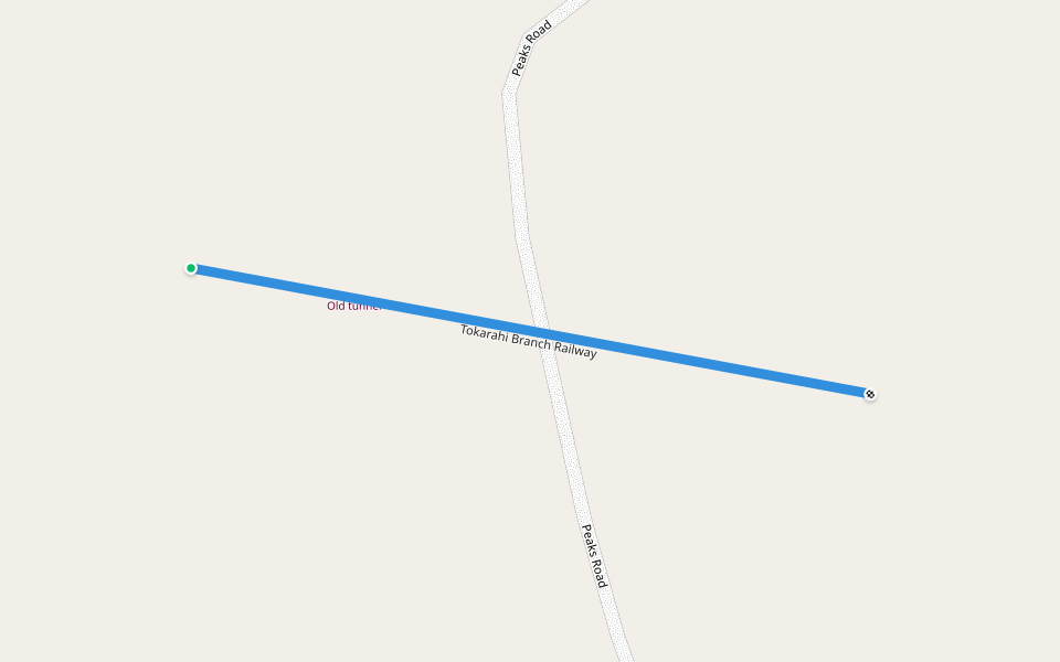 Tokarahi Branch Railway walking route map in Tapui