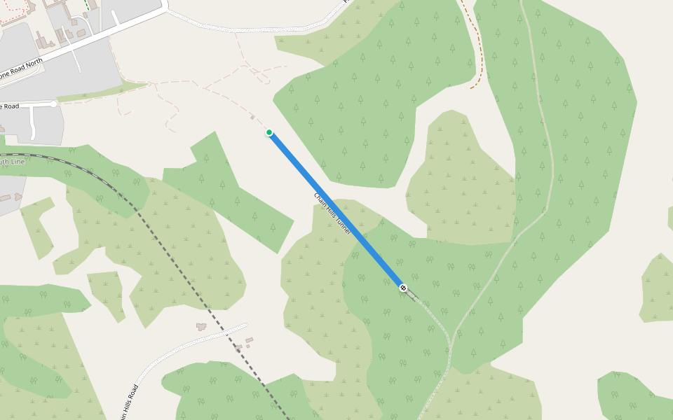 Chain Hills Tunnel walking route map in Mosgiel