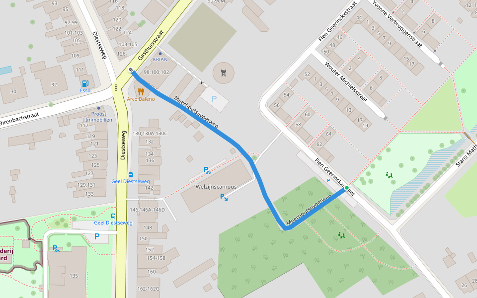 Meerhoutsevoetweg walking route map in Geel