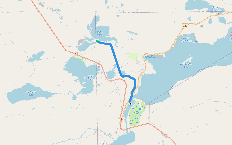 T’Railway Provincial Park walking route map in Hare Bay