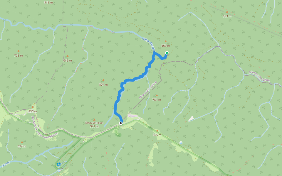 Возможно чей-то трек по руслу реки. Тропы нет. walking route map in Novosadovyy