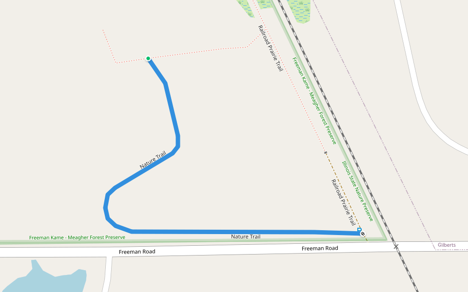 Nature Trail walking route map in Gilberts