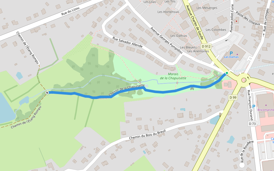 Chemin de la Chapuisette walking route map in La Souterraine