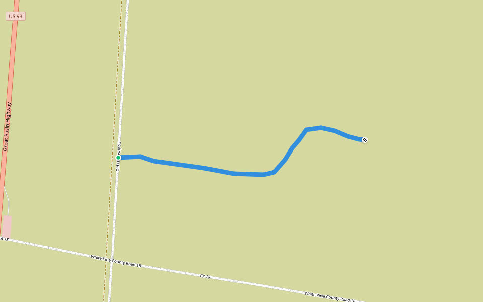 Pony Express Trail walking route map in Ely