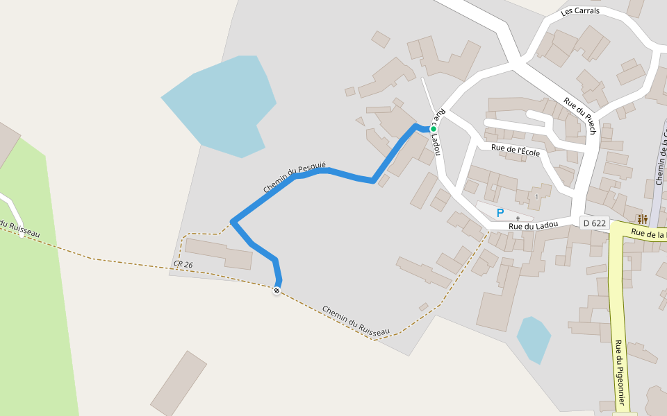 Chemin du Pesquié walking route map in Laissac-Sévérac l'Église