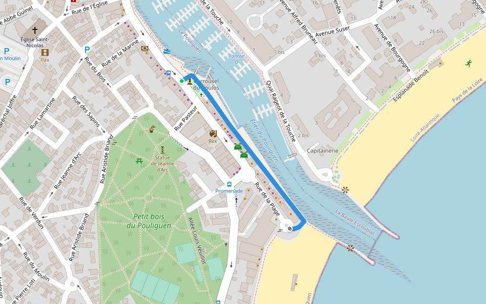 Promenade du Port walking route map in Le Pouliguen