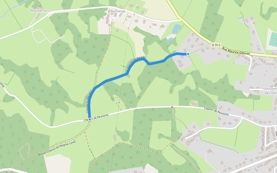 Chemin du Paradis walking route map in La Souterraine