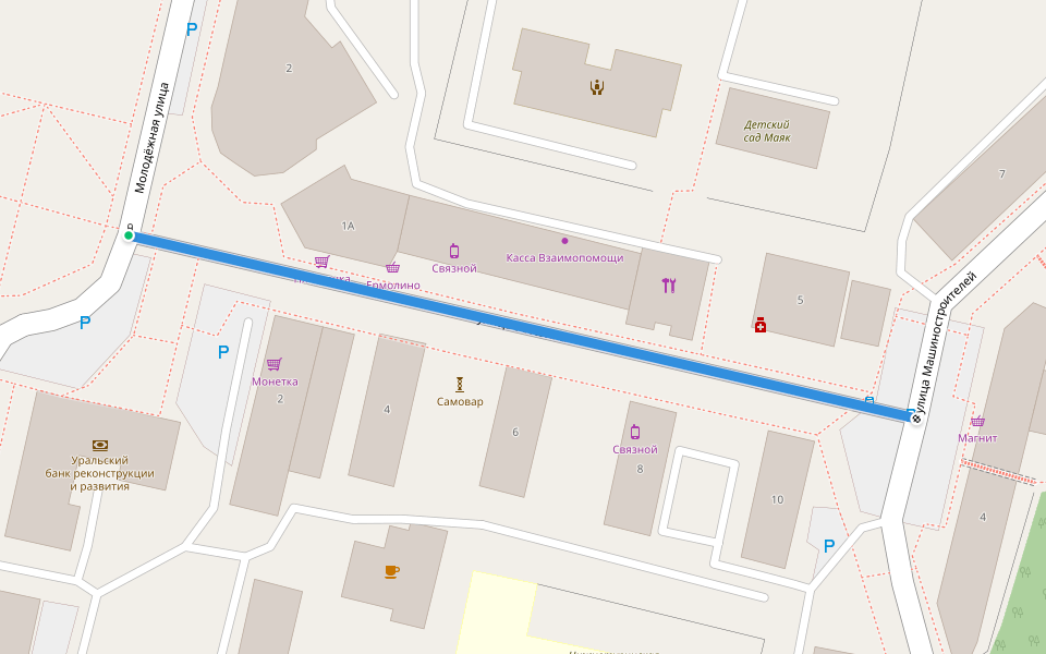 улица Усошина walking route map in Nizhnyaya Tura