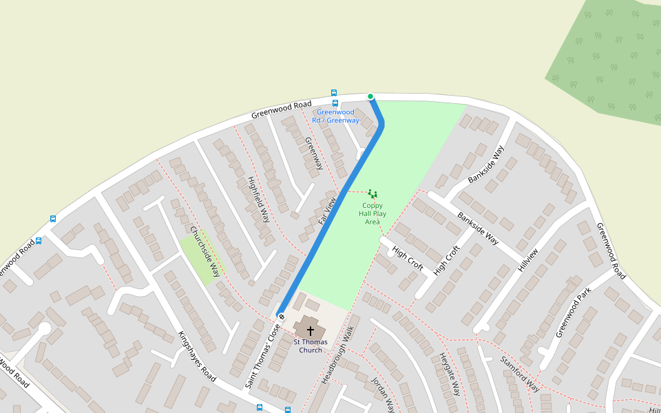 Far View walking route map in Aldridge