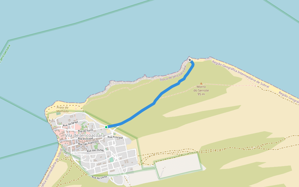 Caminho da Pedra Furada walking route map in Jericoacoara