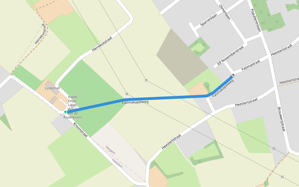 Fatimakapelweg walking route map in Zwevegem