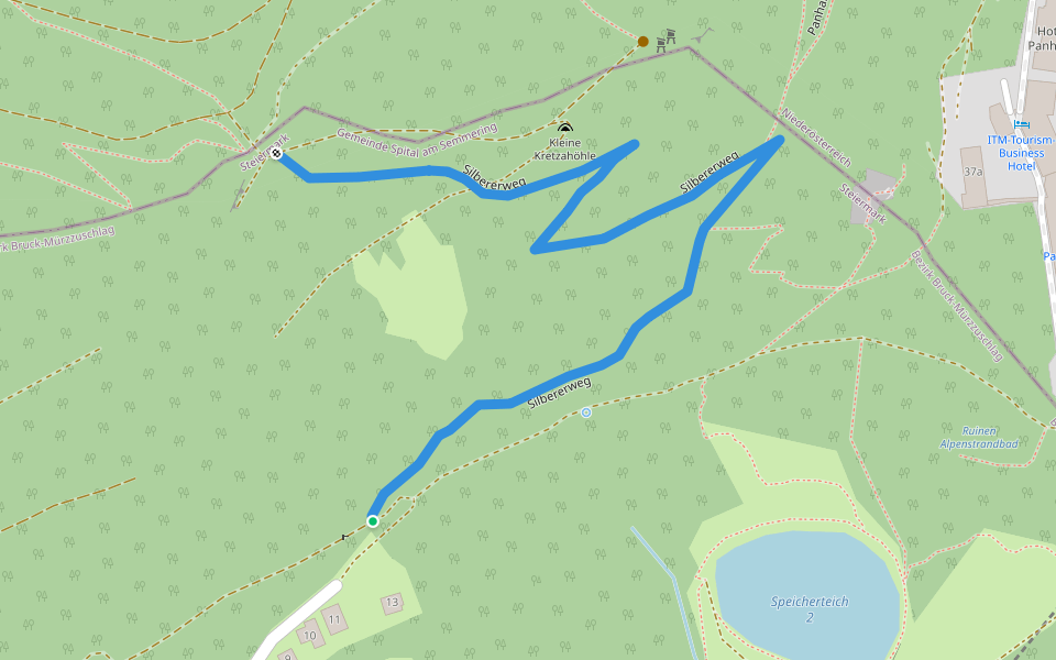Silbererweg walking route map in Steinhaus am Semmering