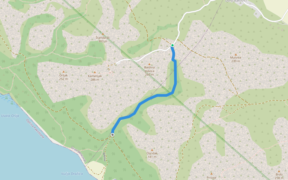 Mernjača walking route map in Banjevci