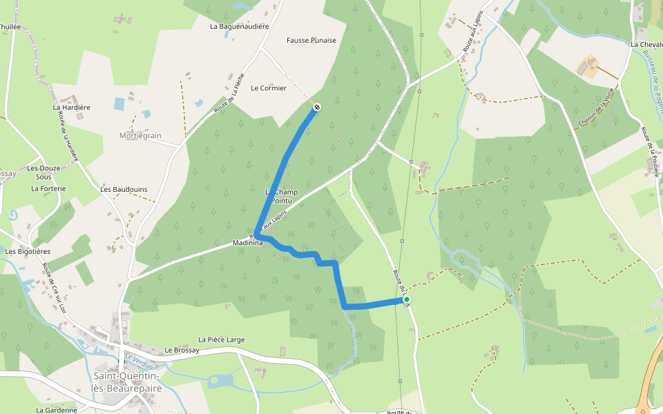 Chemin des Veaux walking route map in Baugé en Anjou