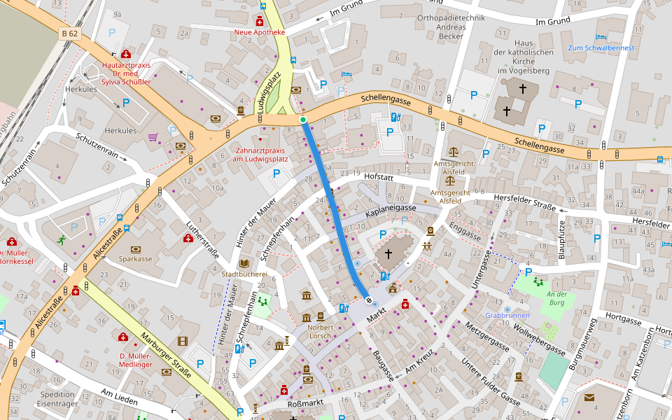 Obergasse walking route map in Alsfeld