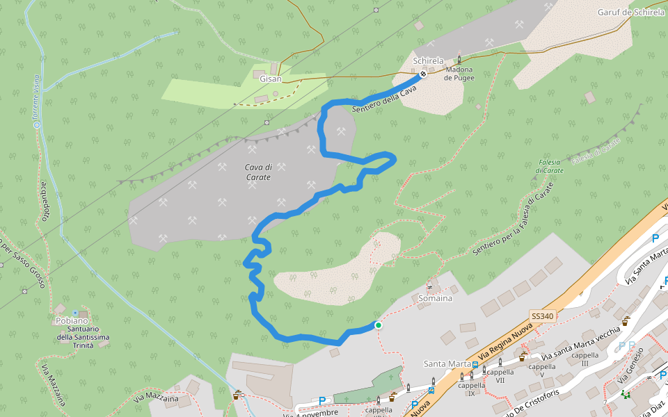Sentiero della Cava walking route map in Carate Urio