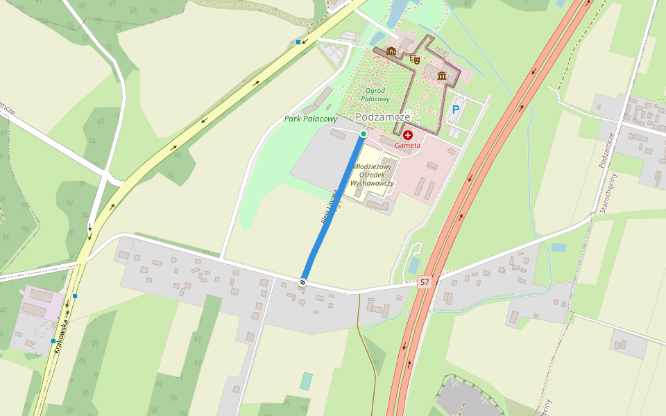 Aleja Lipowa walking route map in Podzamcze