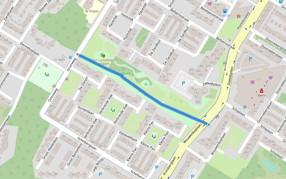 Duinparkpad walking route map in IJmuiden