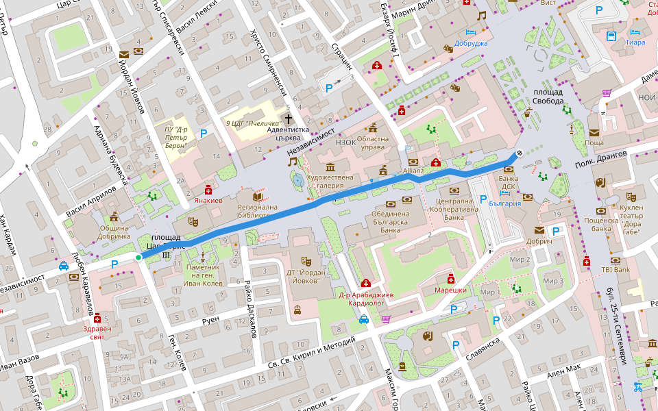 България walking route map in Varna
