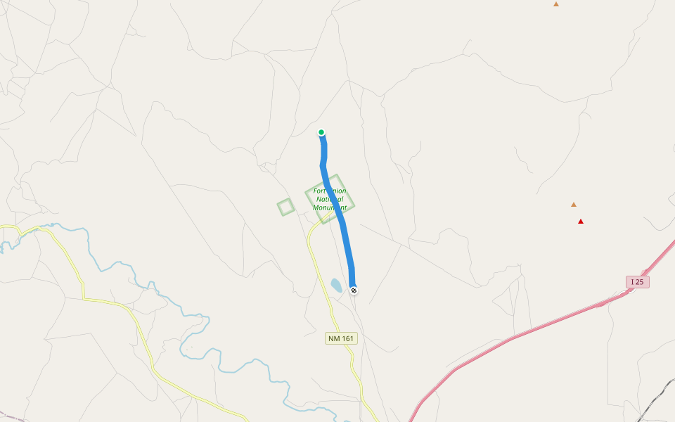 Santa Fe Trail walking route map in Watrous