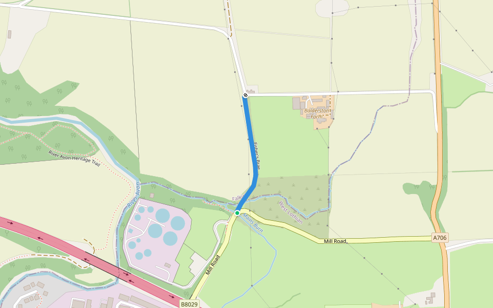Fisher's Brae walking route map in Linlithgow