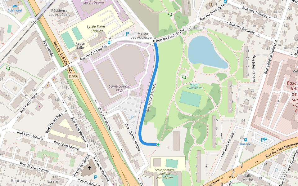 Rue Henri Bergson walking route map in Chalon-sur-Saône