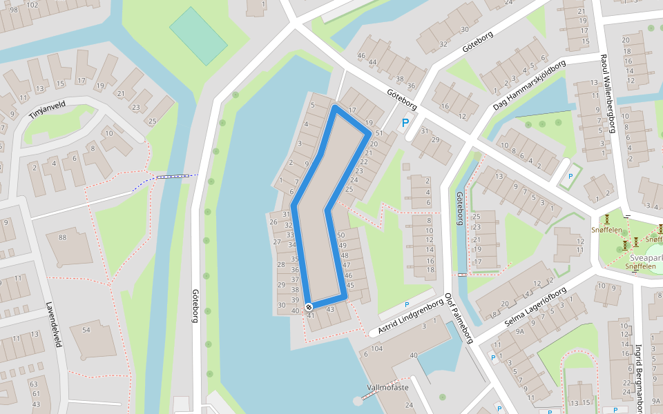 Carolus Linnaeusborg walking route map in Schiedam