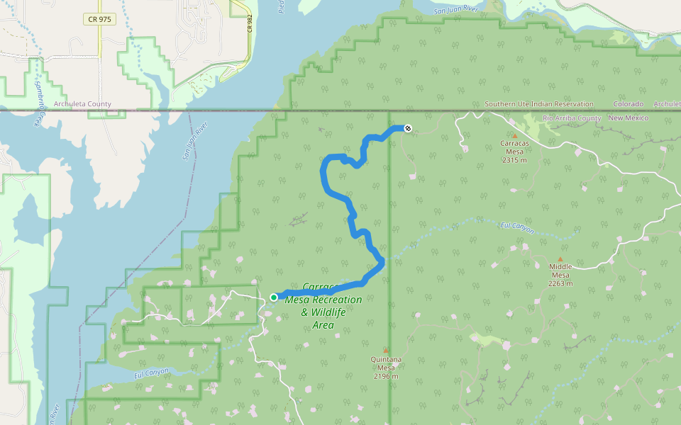 Old Rosa Road Trail walking route map in Navajo Dam