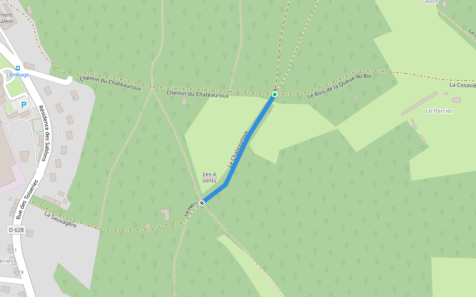 Le Chateauroux walking route map in La Chapelle-Montligeon
