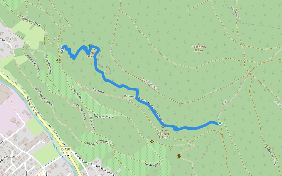 Sentier des Carrières de Buhl walking route map in Guebwiller