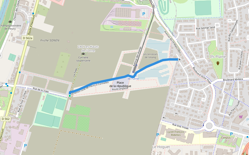 Chemin rural de Fleury à Cormelles walking route map in Fleury-sur-Orne