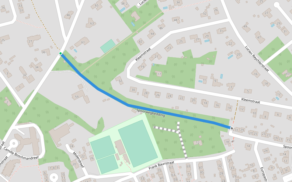 Spoorwegbedding walking route map in Waasmunster