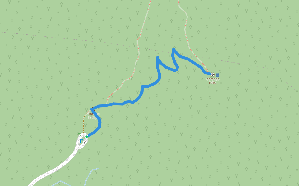 Toorongo Falls Track walking route map in Noojee
