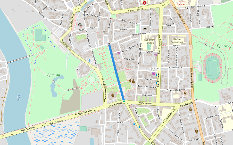България walking route map in Kardzhali